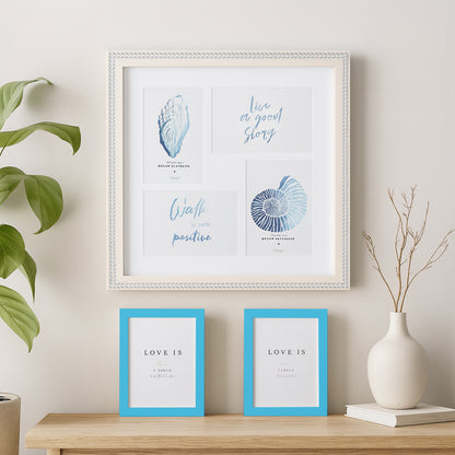 Juego de Portarretratos Minimalistas Múltiple Gris y Azul Turquesa