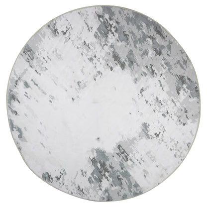 Tapete Circular Abstracto Gris y Blanco - 120 cm