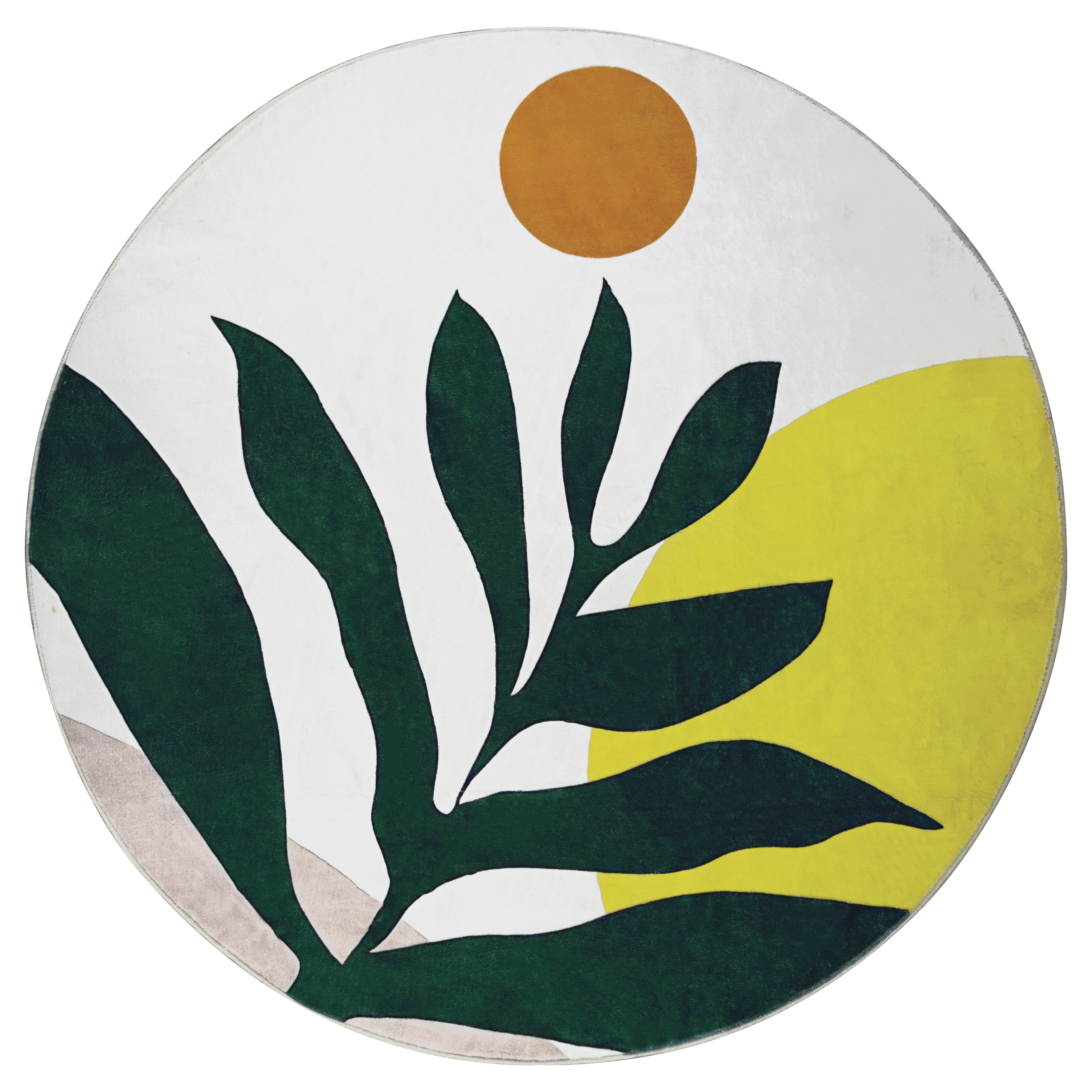 Tapete Circular Abstracto Botánico -120 cm