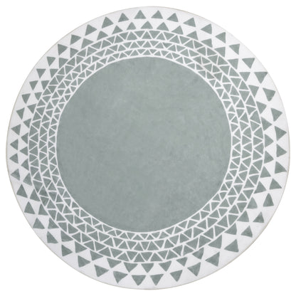 Tapete Circular Geométrico Verde Salvia y Blanco - 100 cm