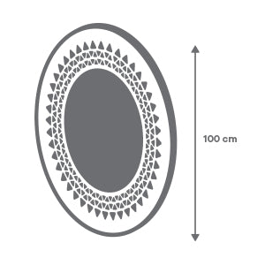 Tapete Circular Geométrico Verde Salvia y Blanco - 100 cm