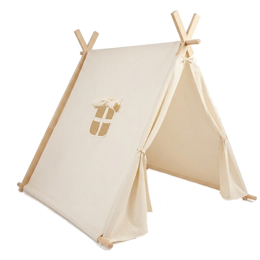 Tienda Tipi Infantil de Madera y Tela Natural 100 x 75 x 120 cm
