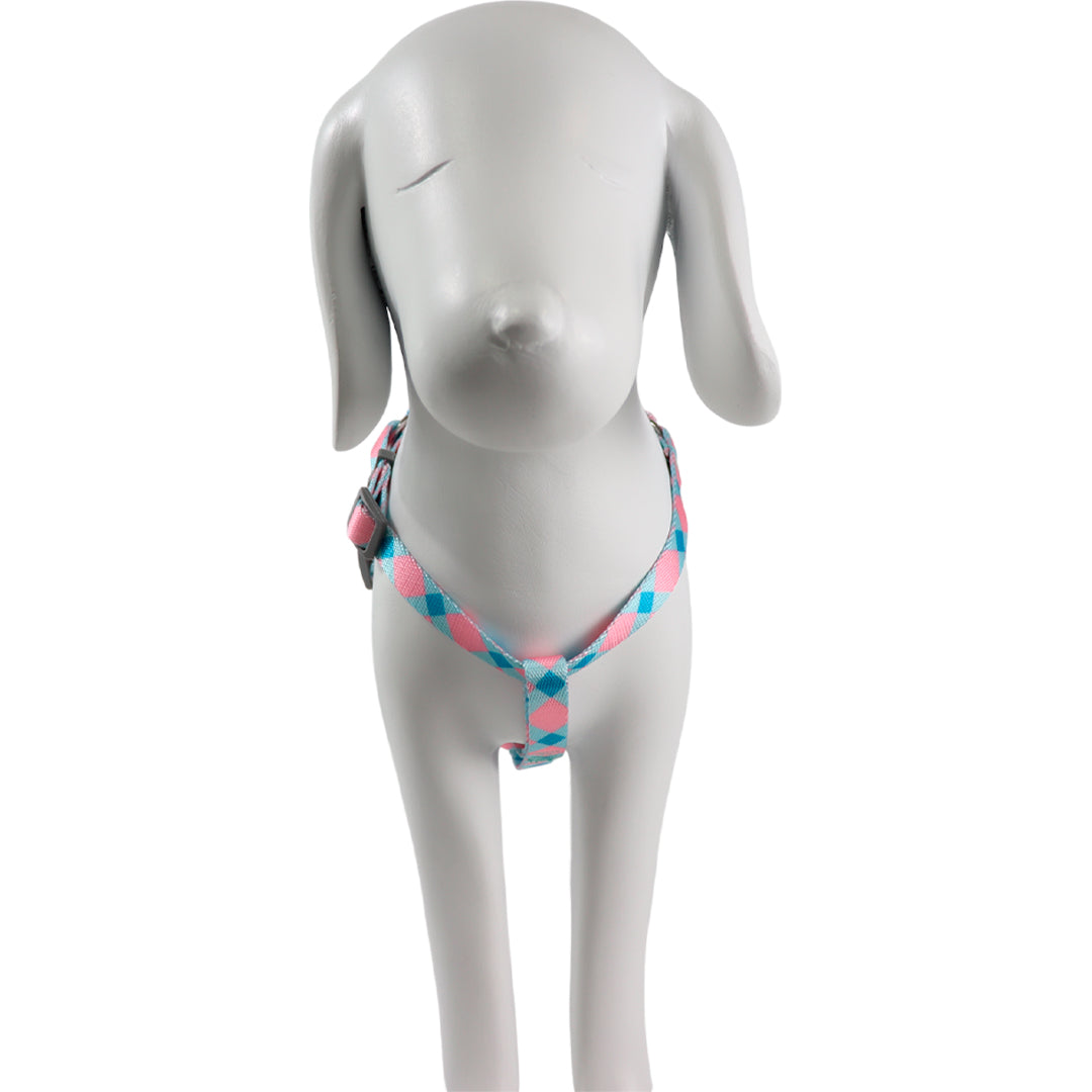 Arnés para Mascota Ajustable Geométrico Azul y Rosa - 43cm