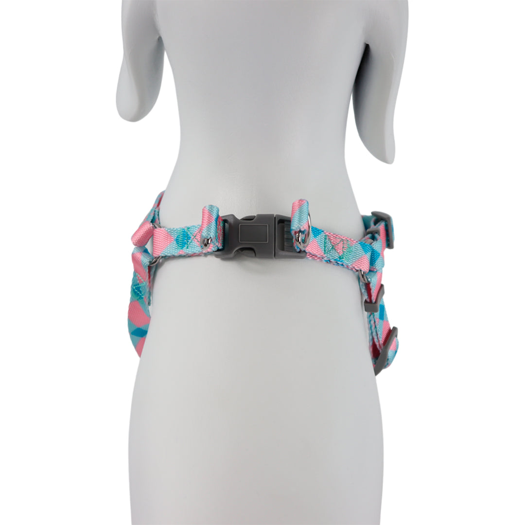 Arnés para Mascota Ajustable Geométrico Azul/Rosa - 70cm