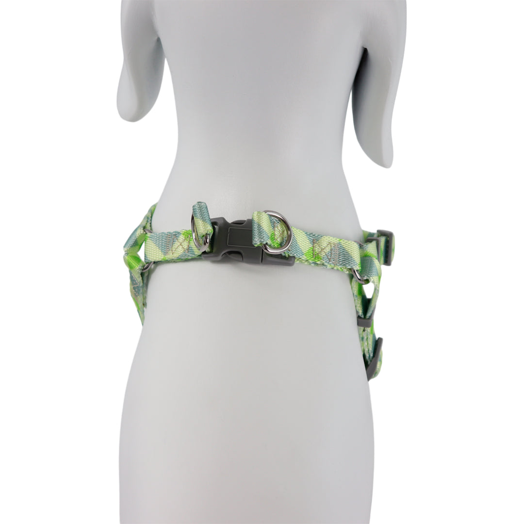 Arnés para Mascota Ajustable Geométrico Verde/Amarillo - 70 cm