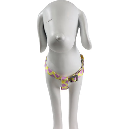Arnés para Mascota Ajustable Geométrico Amarillo/Lila- 55 cm