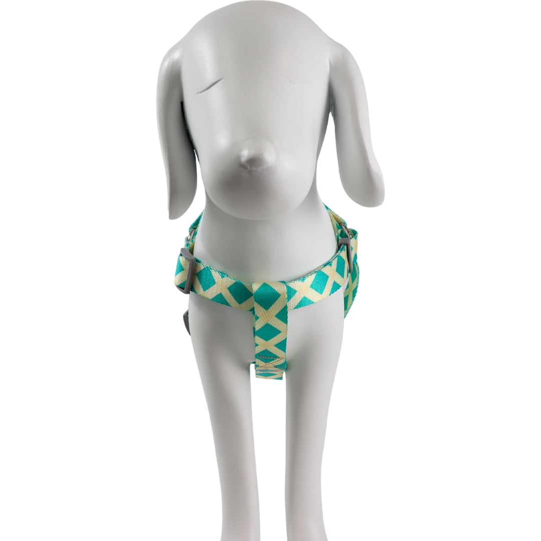 Arnés para Mascota Ajustable Geométrico Turquesa/Amarillo - 70 cm