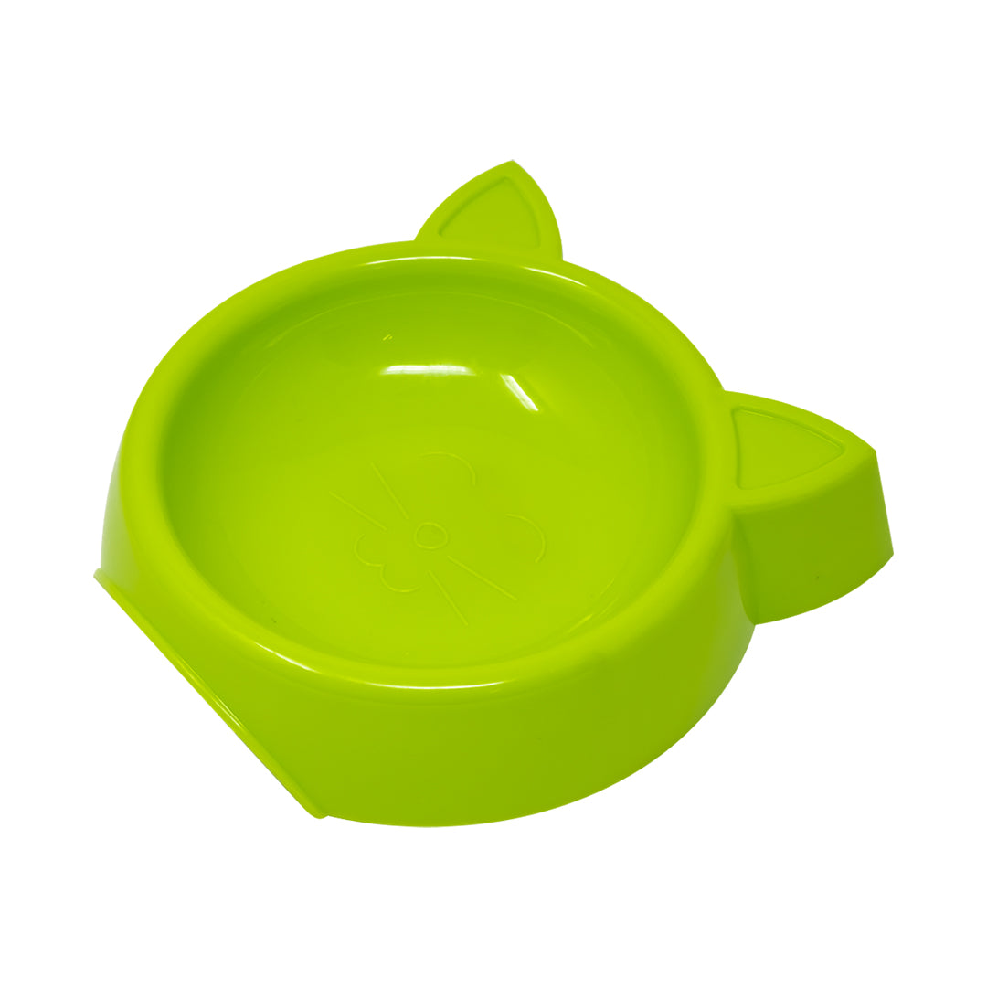 Plato para Mascotas Verde con Diseño de Orejas de Gato