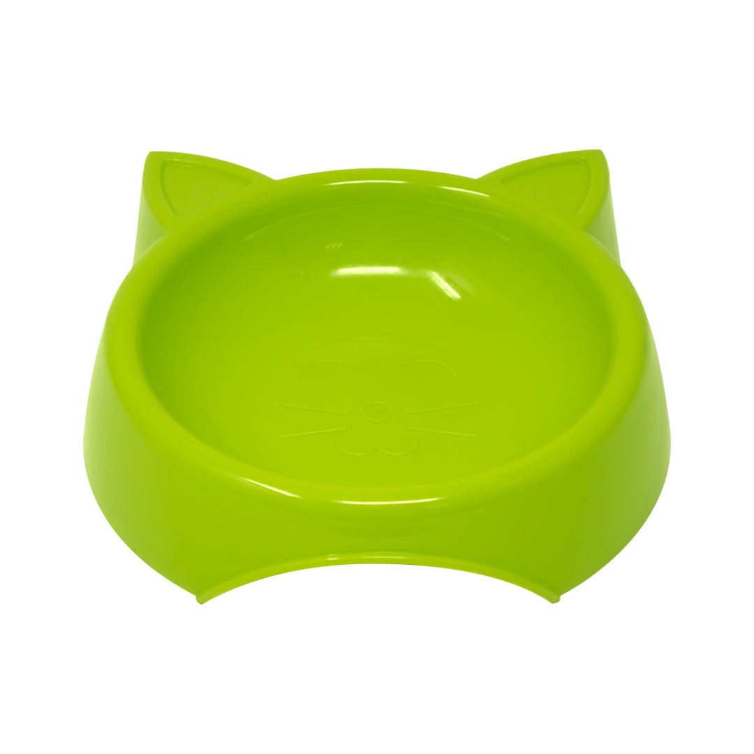 Plato para Mascotas Verde con Diseño de Orejas de Gato