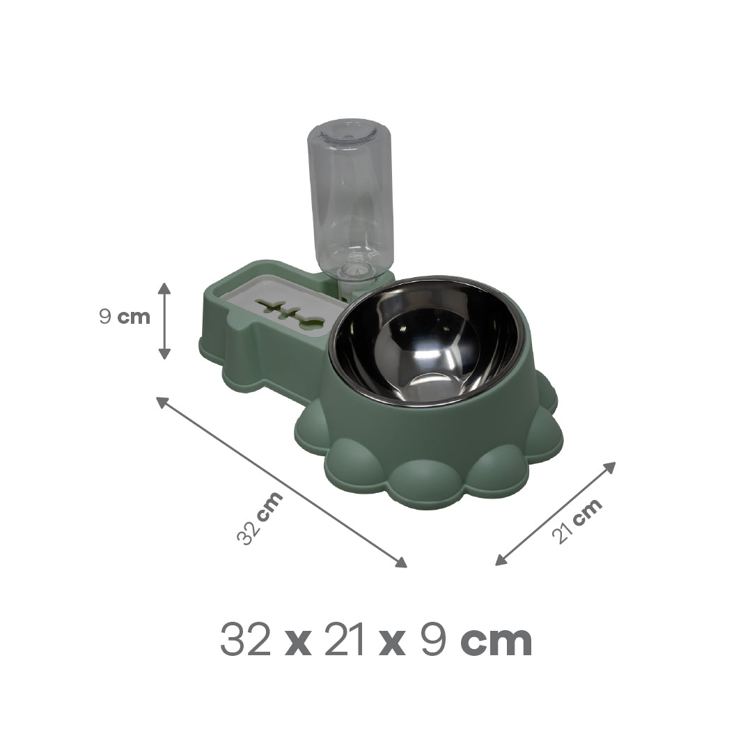 Comedero Doble para Mascota color Verde