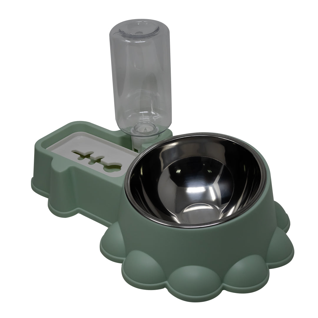Comedero Doble para Mascota color Verde