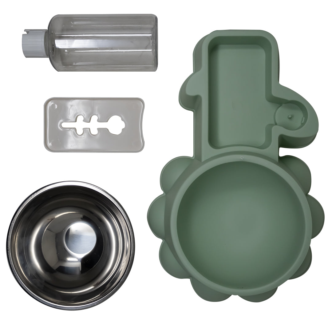 Comedero Doble para Mascota color Verde