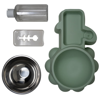 Comedero Doble para Mascota color Verde