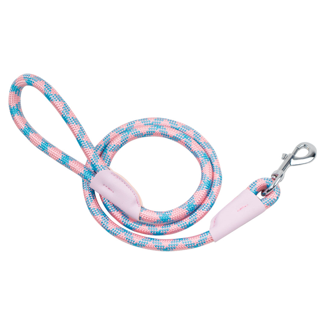 Correa para Mascota Cuerda Trenzada Rosa y Azul - 8 mm x 120 cm