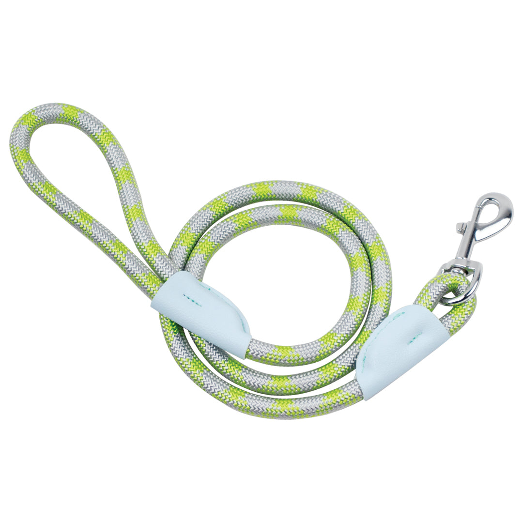 Correa para Mascota Cuerda Trenzada Verde y Gris - 12 mm x 120 cm