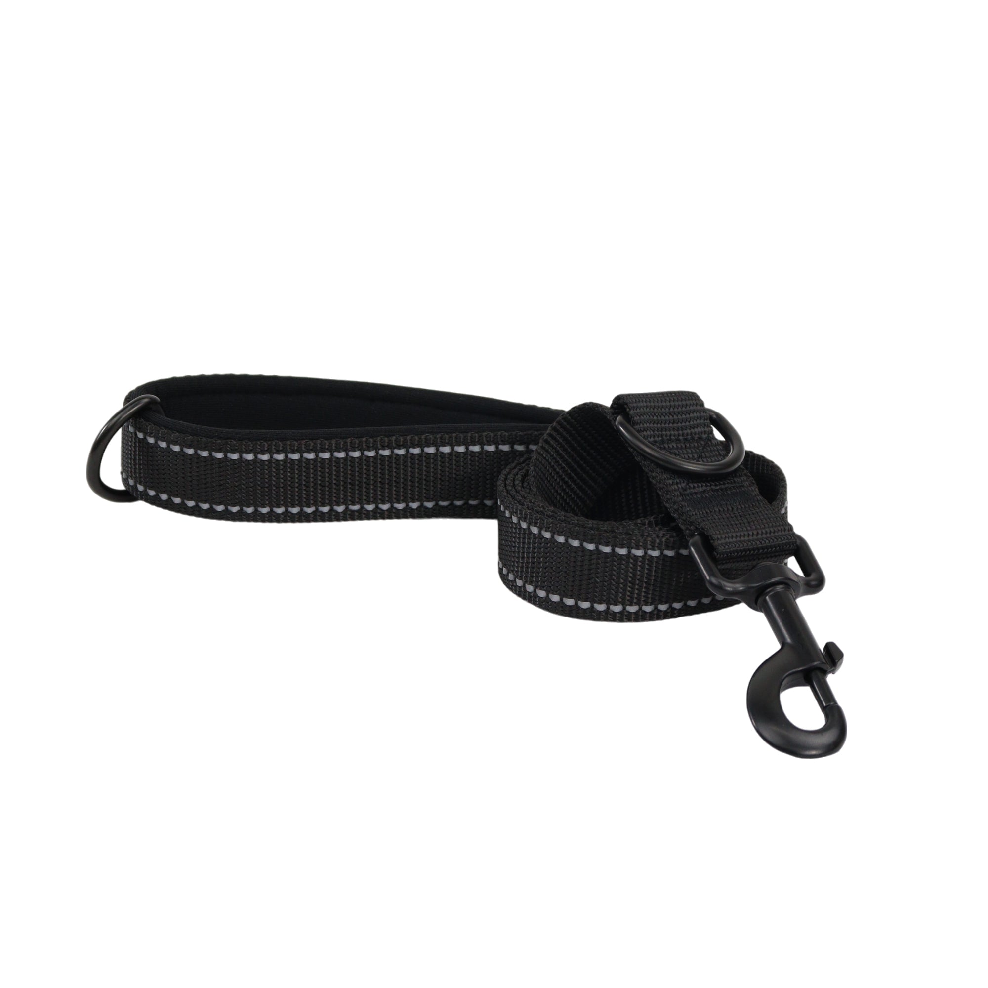 Correa para Mascota Negro con Bandas Reflejantes - 120 cm x 2.5 cm