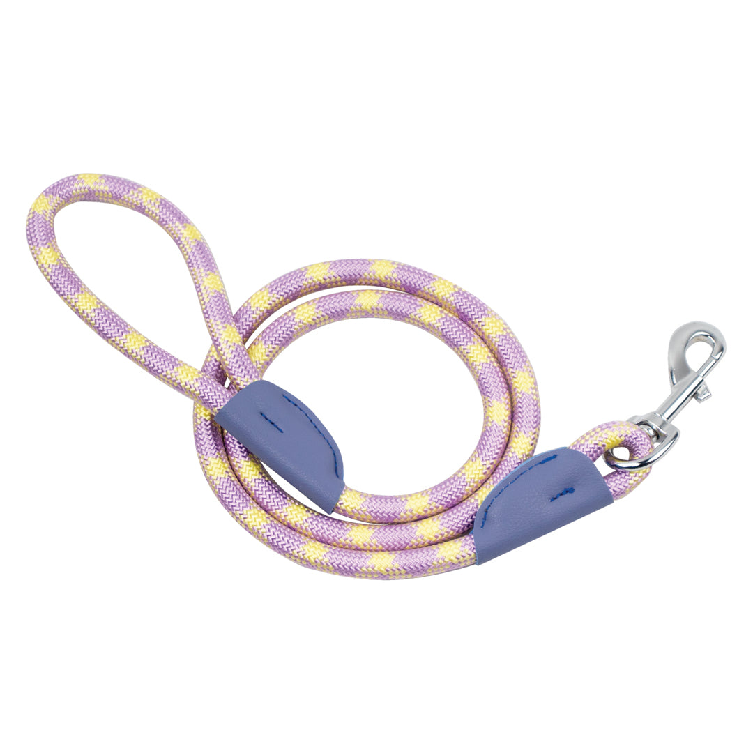 Correa para Mascota Cuerda Trenzada Amarillo y Lila - 8mm x 120 cm