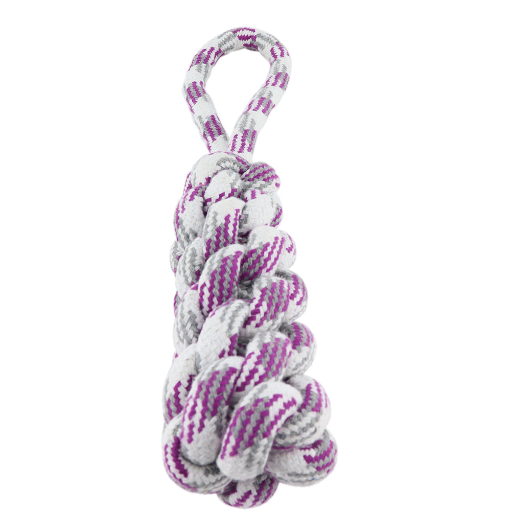 Juguete de Cuerda Trenzada para Mascotas - Morado y Blanco