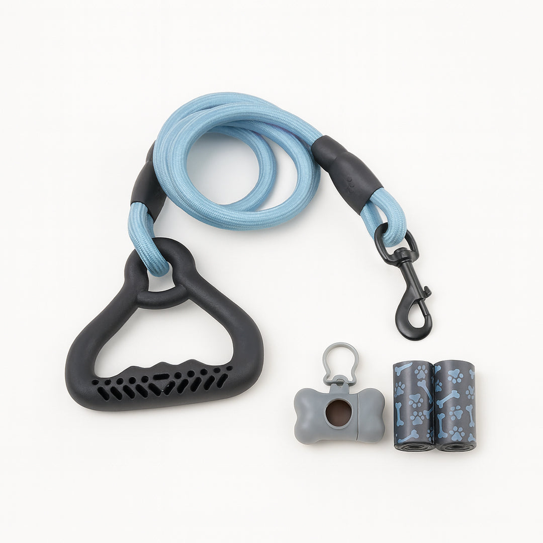 Set Paseo Azul: Correa Reforzada y Porta Bolsas