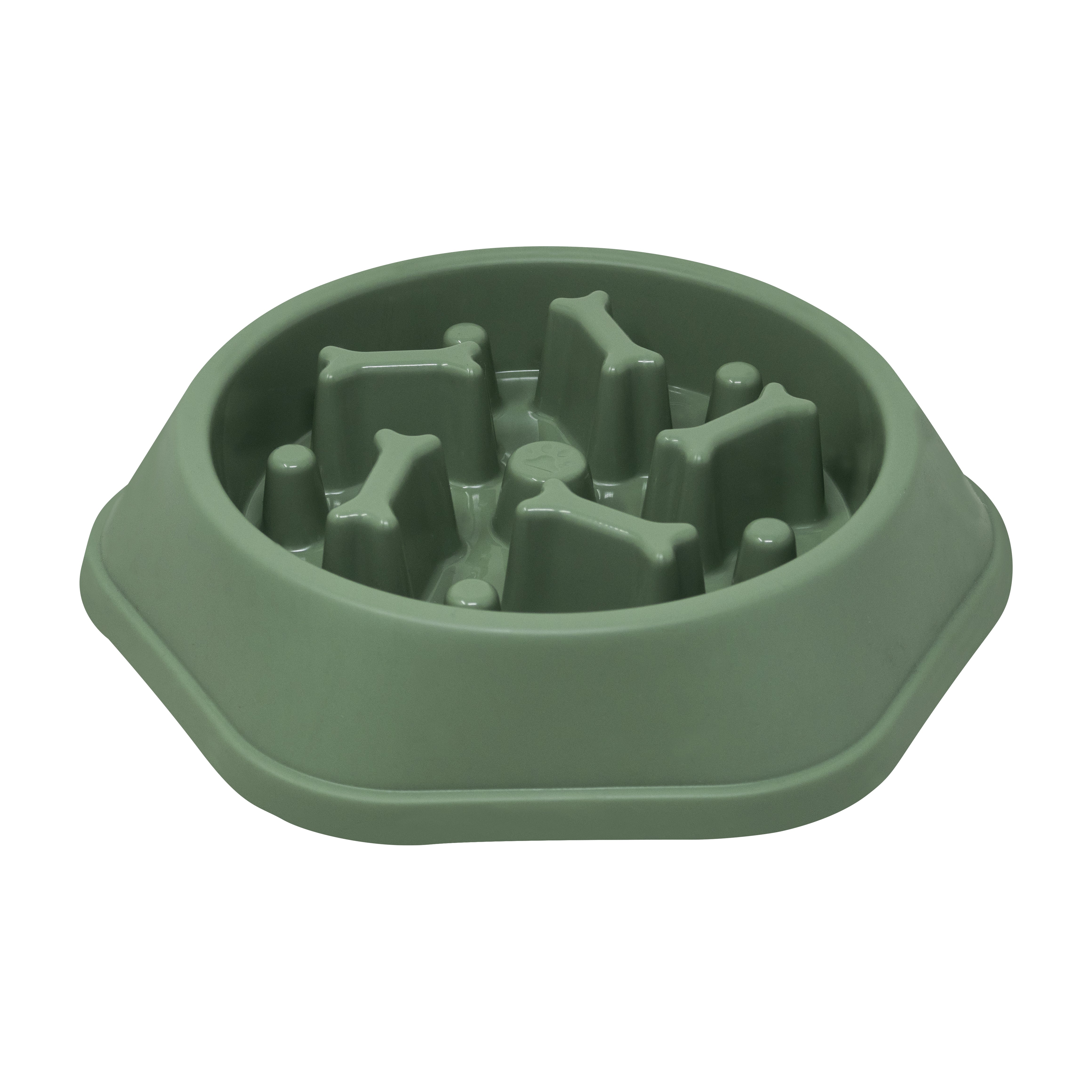 Plato Dosificador Verde para Perro - Diseño de Huesos