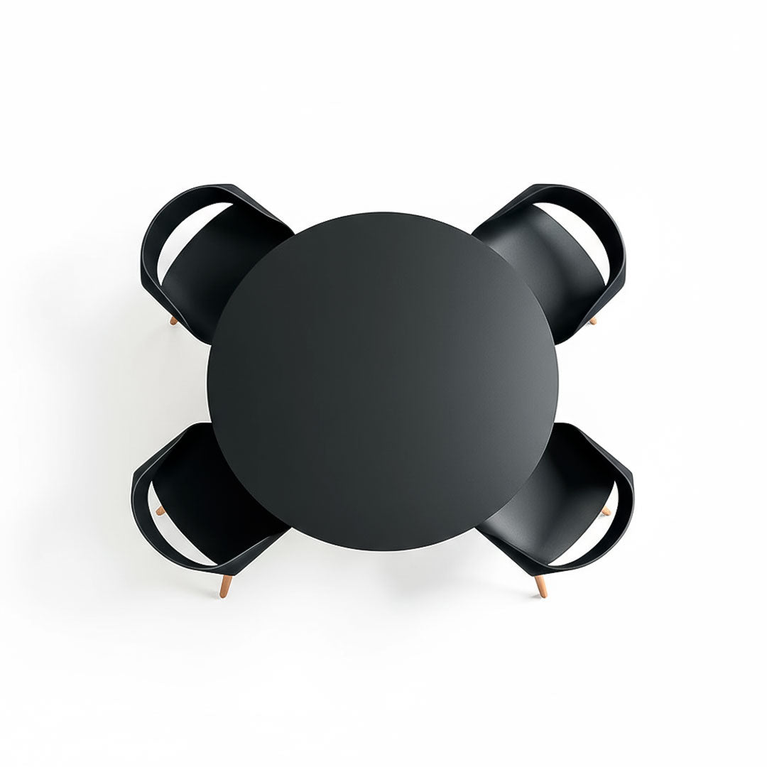 Juego de Comedor - Mesa Cónica y 4 Sillas Negras Nórdicas