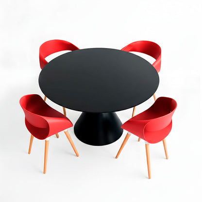 Juego de Comedor - Mesa Cónica y 4 Sillas Rojas Nórdicas