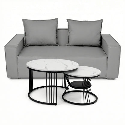 Set de Sala Gris y Mesa de Centro Blanca Anidadle