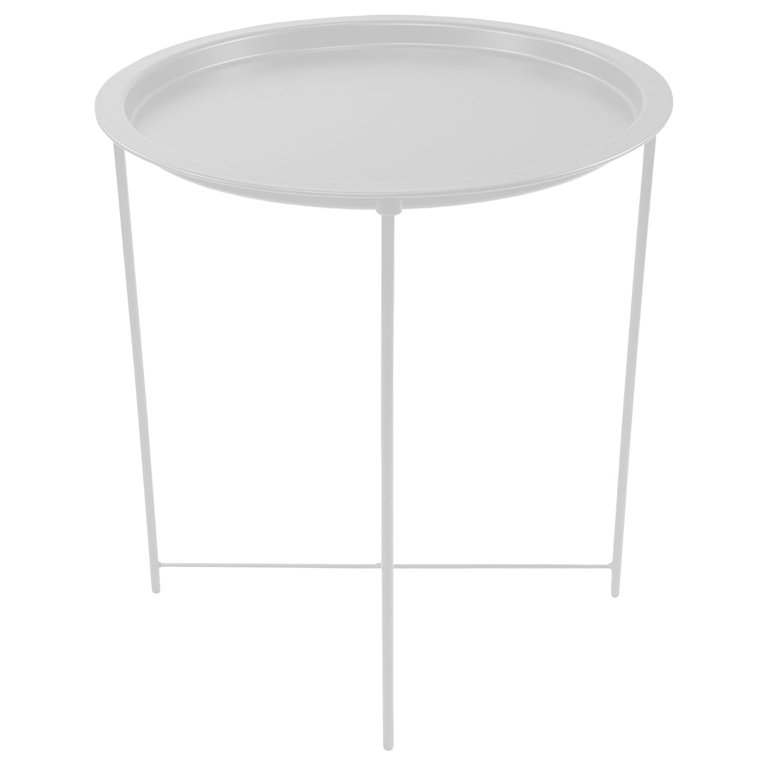 Mesa Lateral con Bandeja Redonda - Color Blanco
