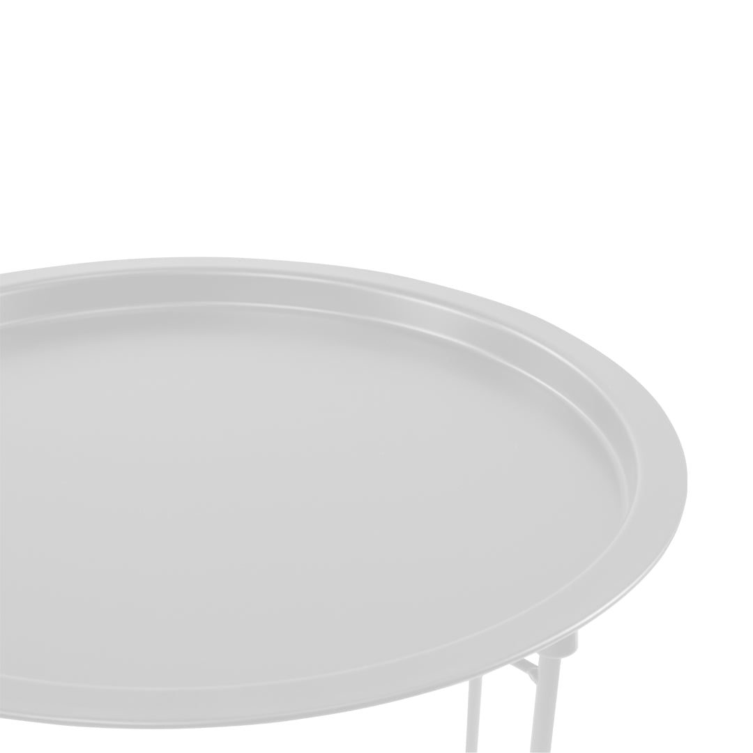 Mesa Lateral con Bandeja Redonda - Color Blanco