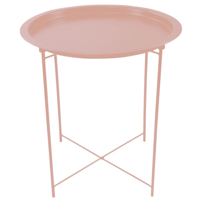 Mesa Lateral con Bandeja Redonda - Color Cafe Claro