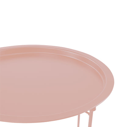 Mesa Lateral con Bandeja Redonda - Color Cafe Claro