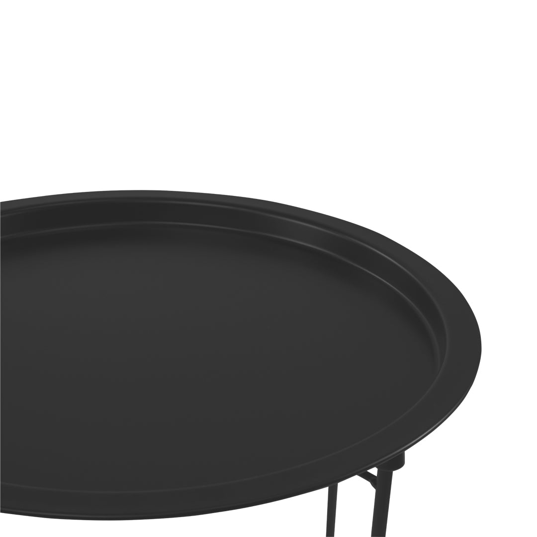 Mesa Lateral con Bandeja Redonda - Color Negra