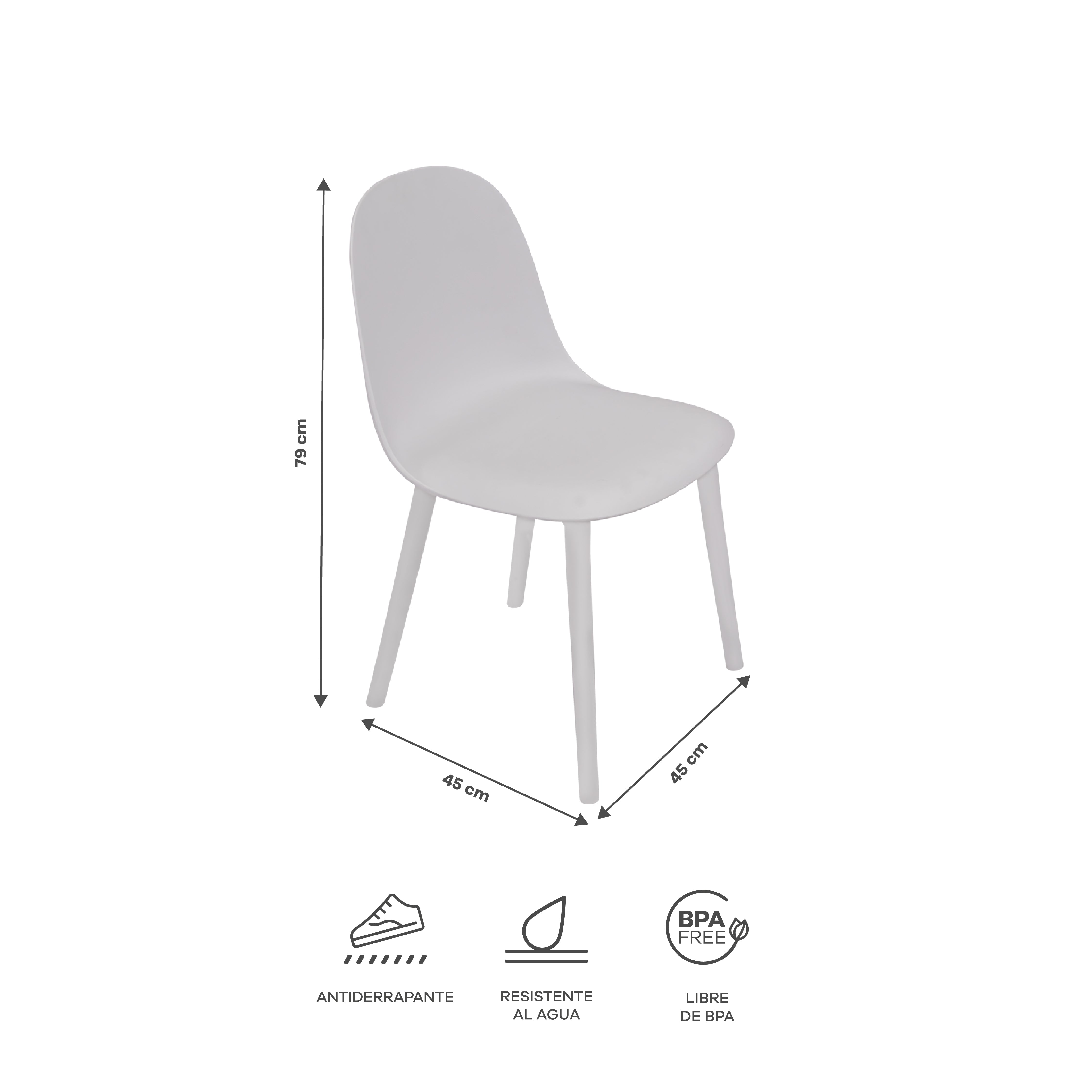 Set de 4 Sillas Ergonómicas – Color Blanco
