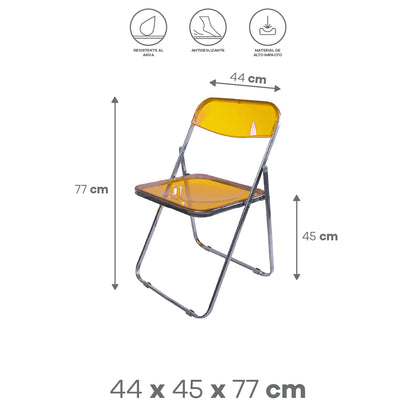 Silla Plegable Transparente - Color Amarillo