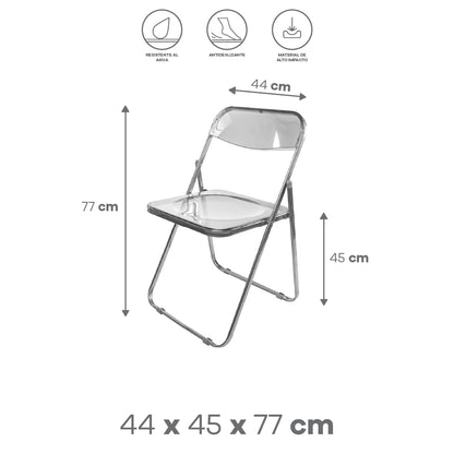 Silla Plegable Transparente - Color Plateado