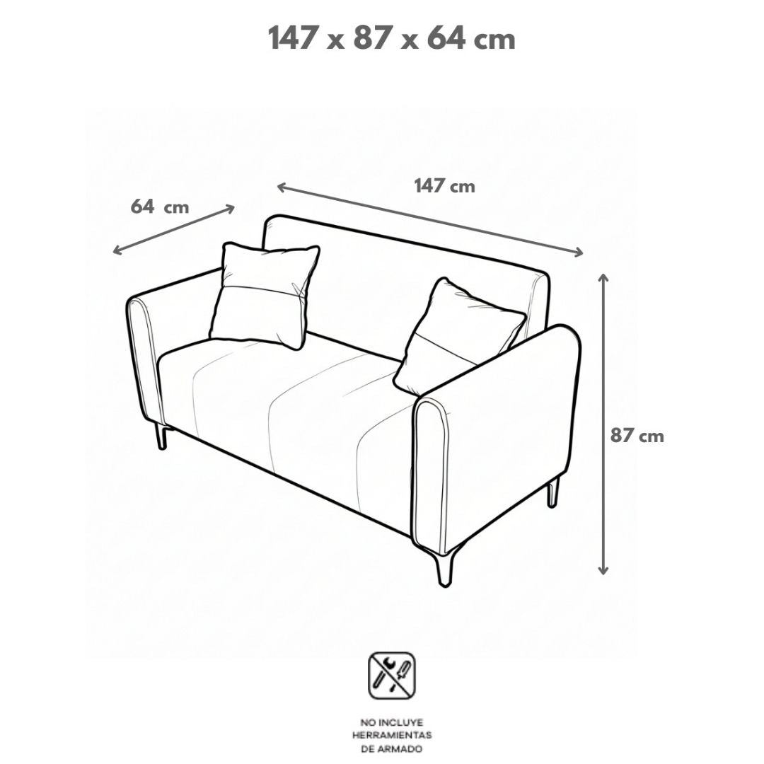 Sofá de 2 Plazas Gris y Blanco