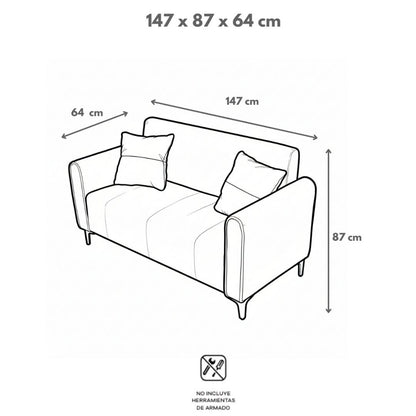 Sofá de 2 Plazas Gris y Blanco