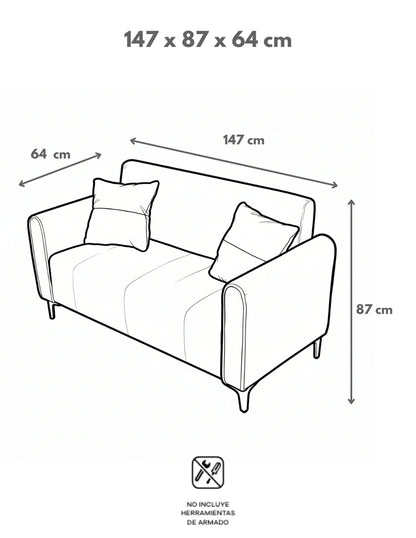 Sofá de 2 Plazas Gris y Blanco