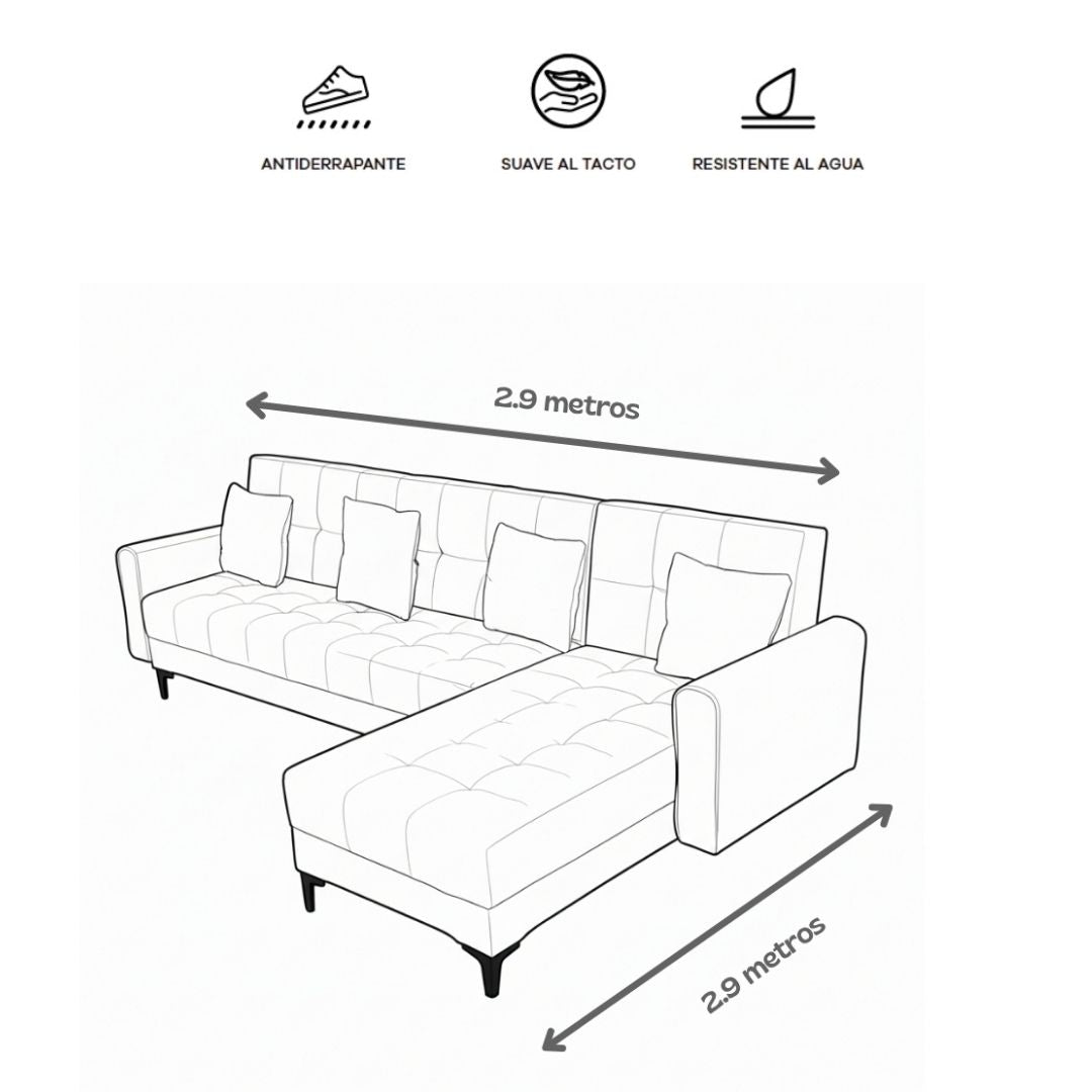 Juego de Sofá Cama Convertible - Color Gris