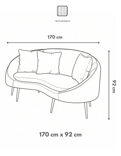 Sofá Curvo de 3 Plazas – Gris Claro