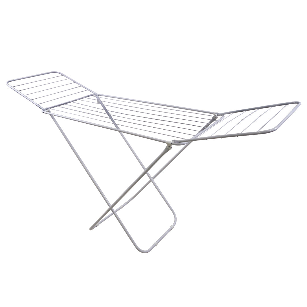 Rack de Ropa Plegable Tipo Alas en Metal Blanco
