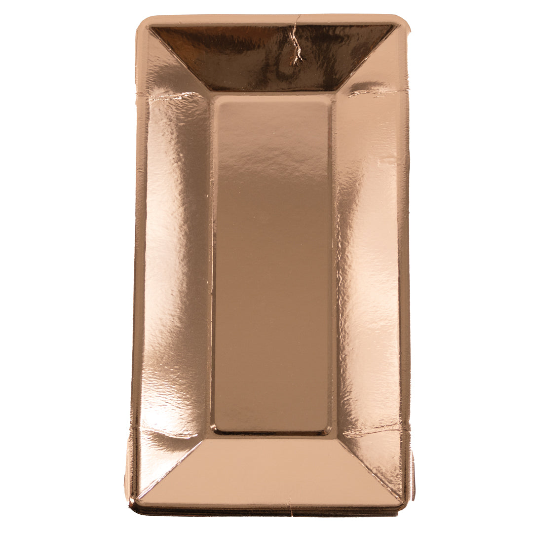 Plato Rectangular Rosa Metalico 8 Piezas