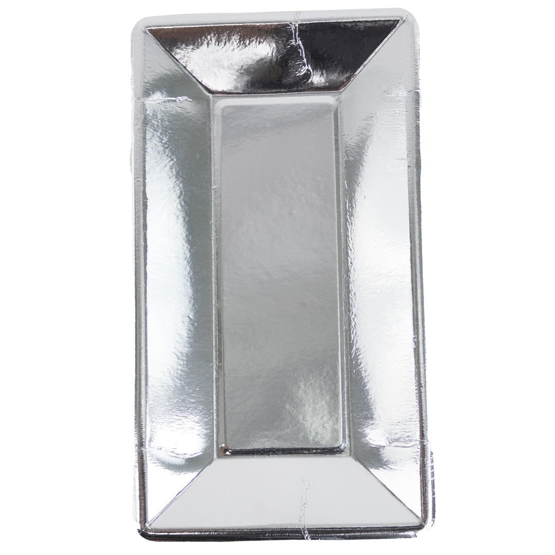 Plato Rectangular Plateado 8 Piezas