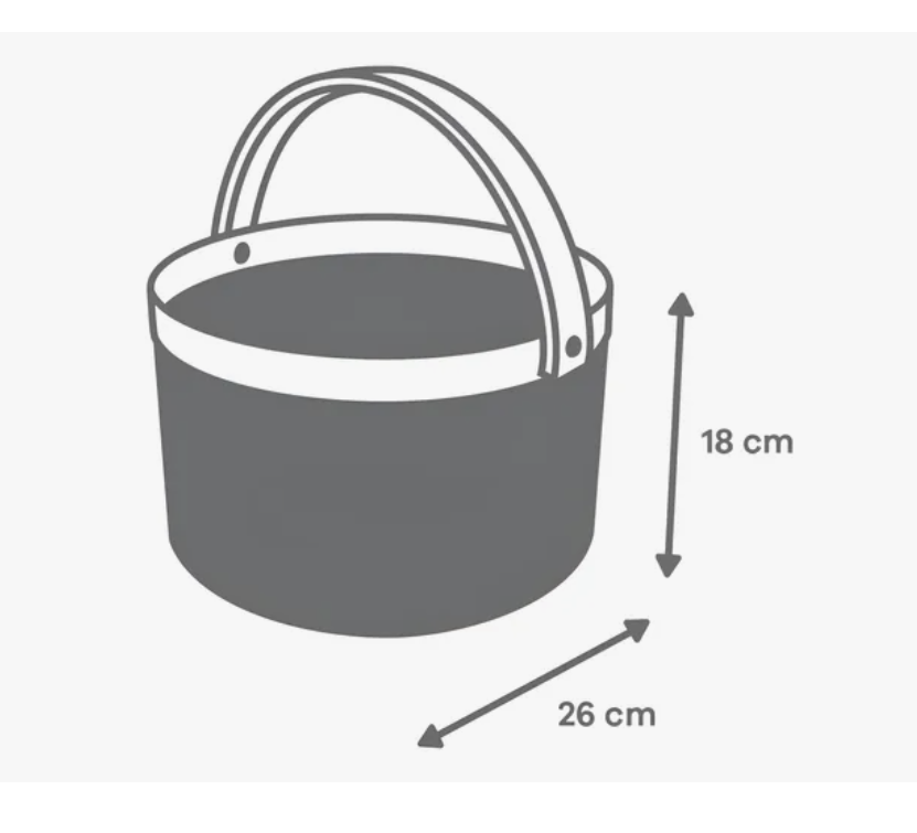 Cesta Metálica Gris Asa De bambú - Redonda