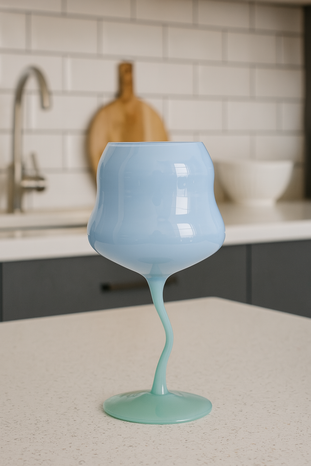 Copa de Vino Azul y Verde