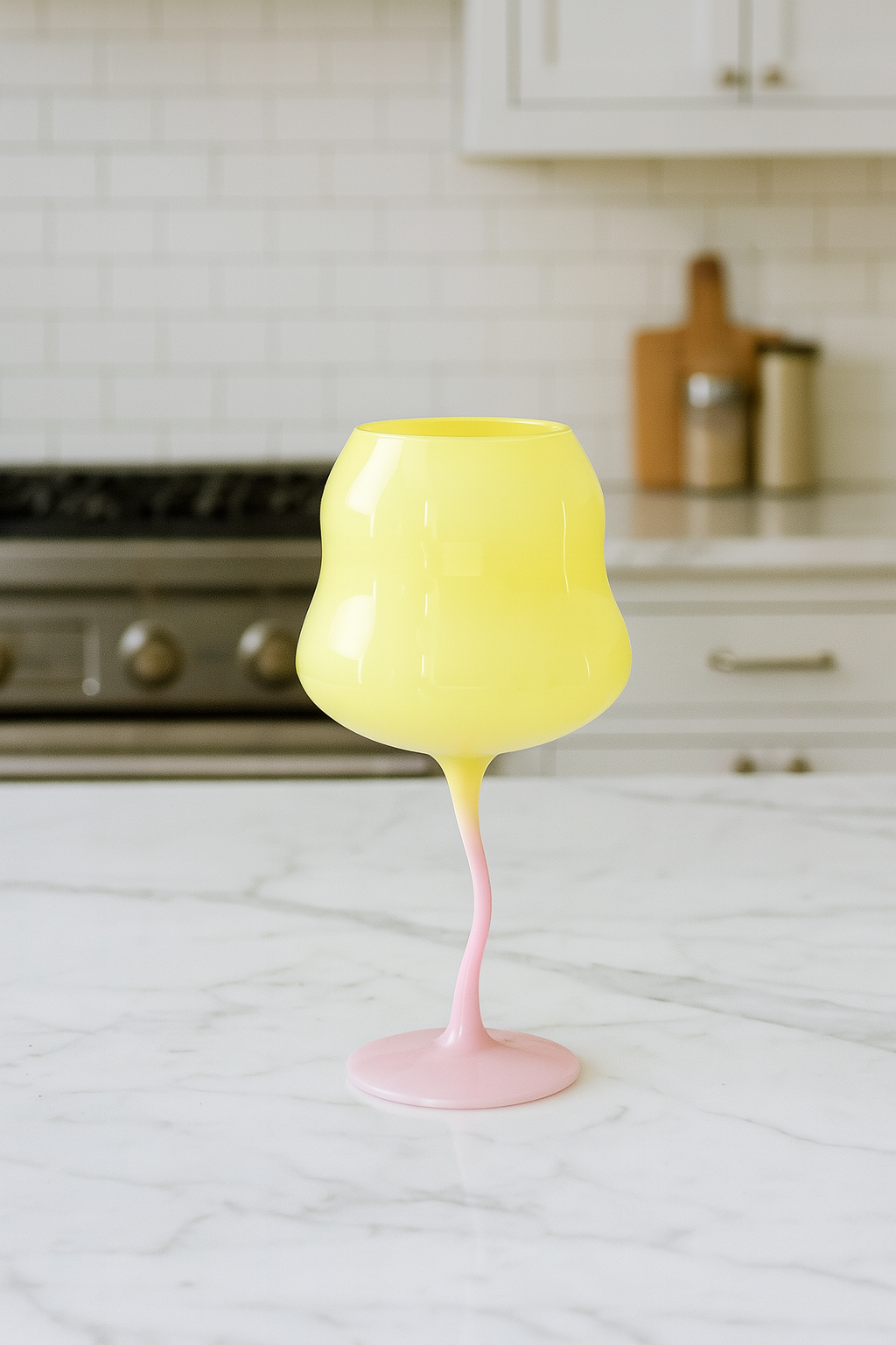 Copa de Vino Amarillo y Rosa