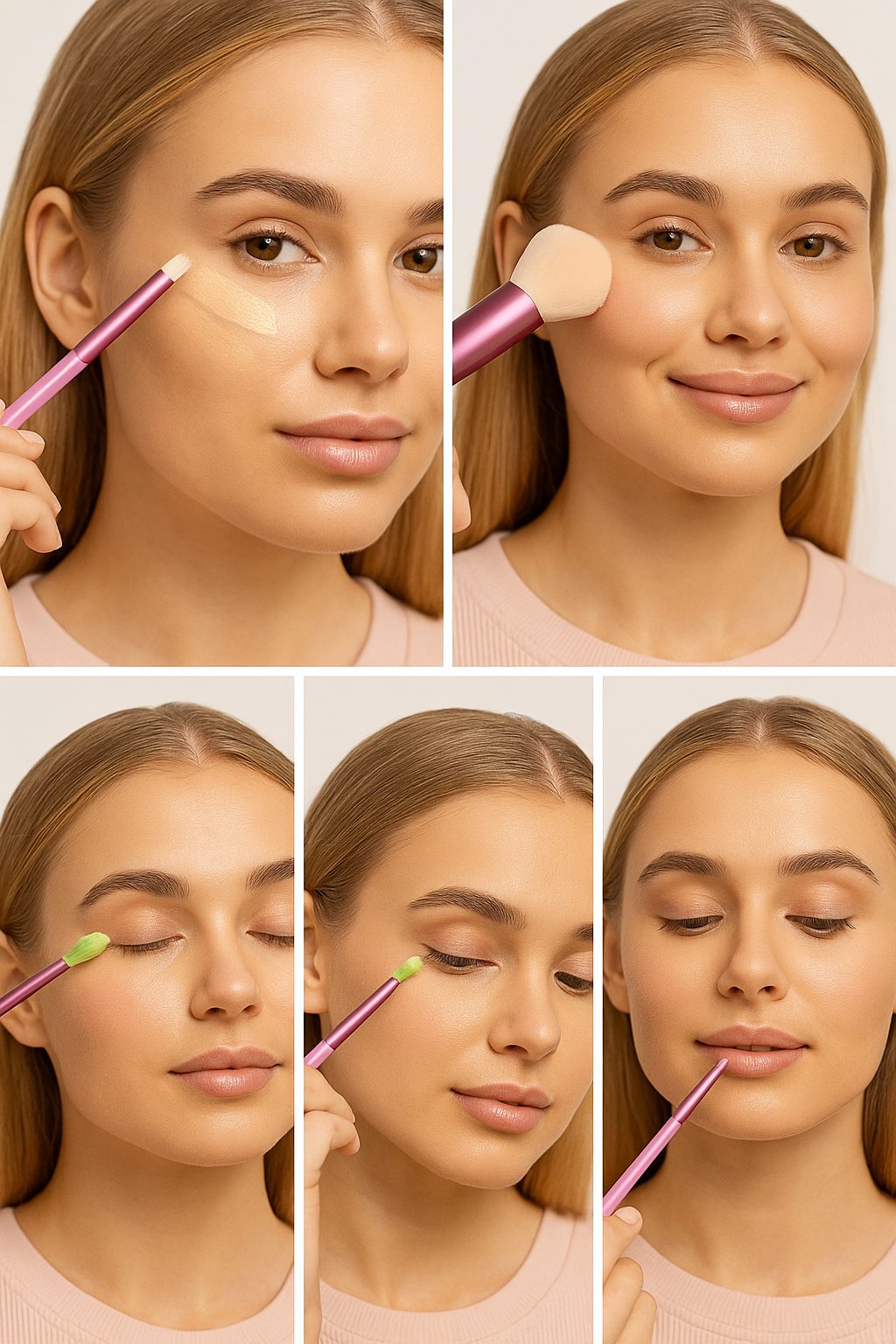 Cosmetiquera Fiuscia con 12 Brochas de Maquillaje