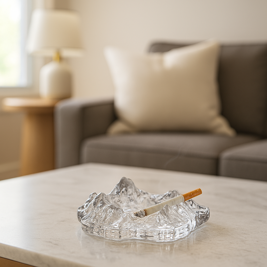 Cenicero de Cristal con Figuras de Montañas