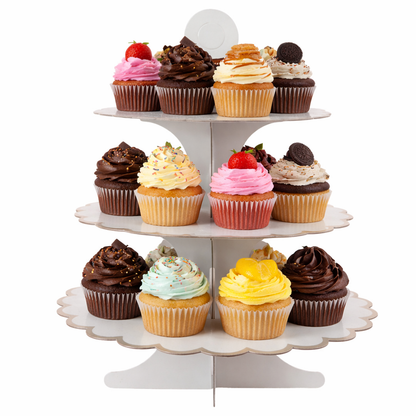 Stand Cupcakes Rosa Dorado 3 Niveles