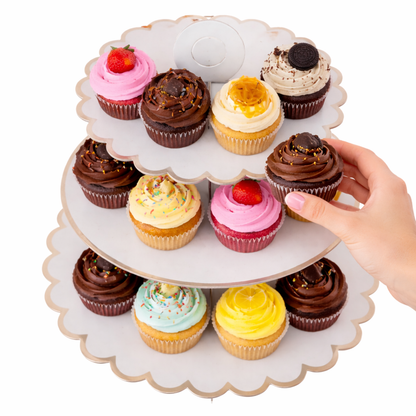Stand Cupcakes Rosa Dorado 3 Niveles